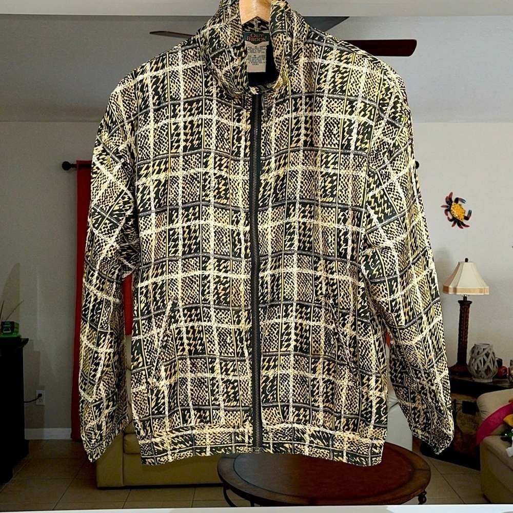 Vintage 80’s Out Brook Silk Chain Print Jacket Size M